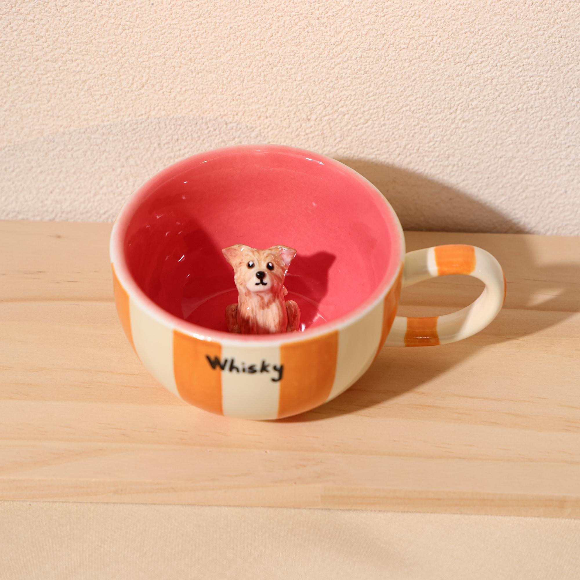 Custom Pet Mug Handmade Ceramic Coffee Mug Personalized Handpainted Cute Dog Cappuccino Mug Hidden Animal Mug peekaboo mug Pet lover Gift