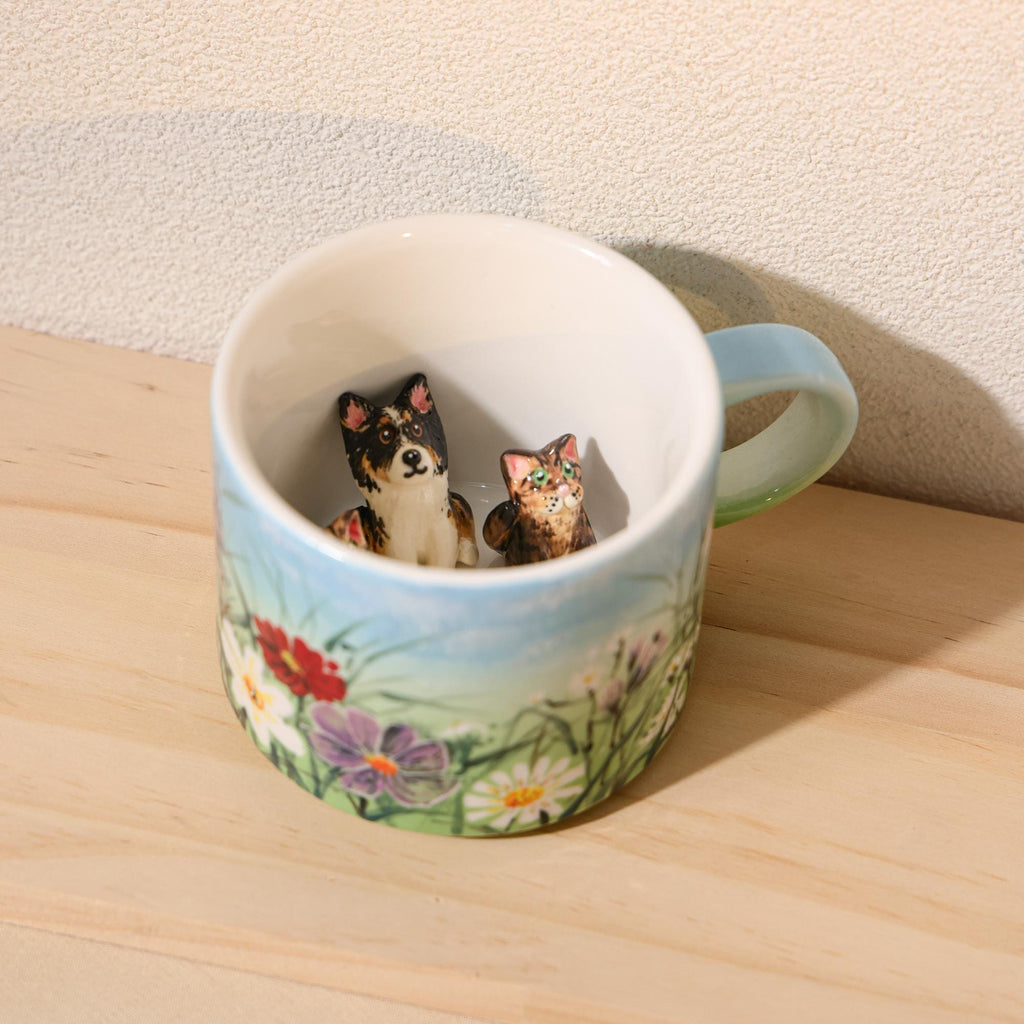 Custom Pet Mug Handmade Ceramic Coffee Mug Personalized Handpainted Cute Dog Cappuccino Mug Hidden Animal Mug peekaboo mug Pet lover Gift