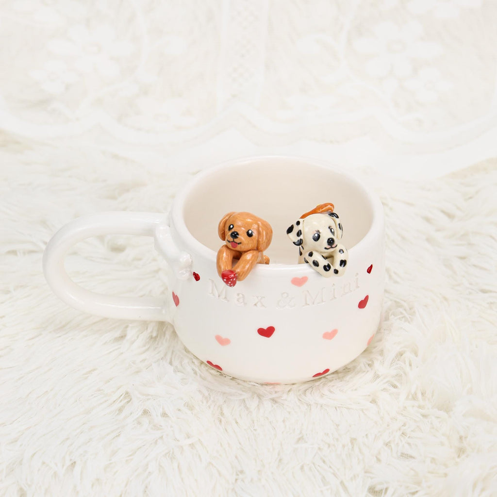 Custom Hearts Pet Mug Handmade Persoanlized Pet Cute Mug Handpainted Pottery Dog Mug Great Memorial Housewarming Gift for Cat Lover Y2K