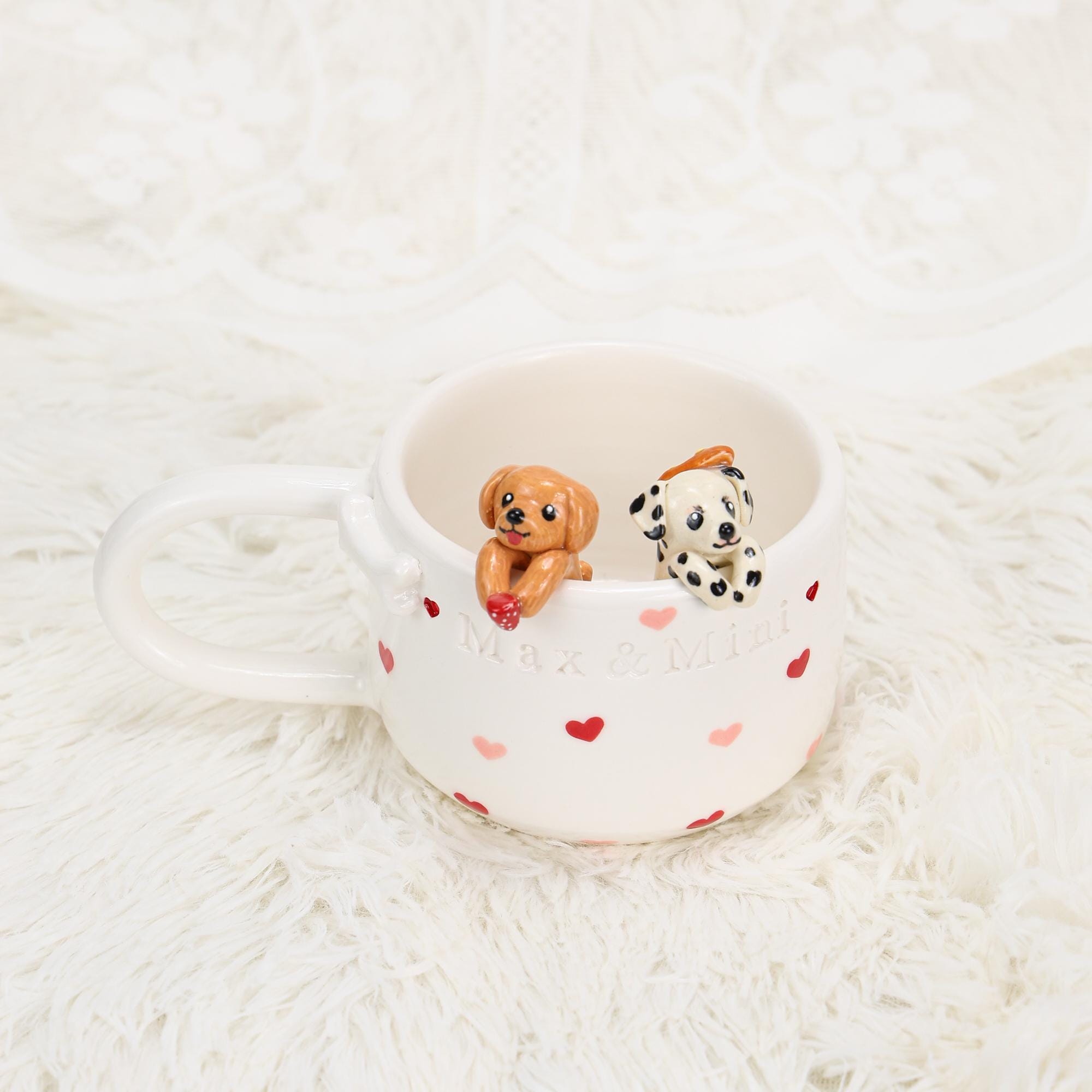 Custom Hearts Pet Mug Handmade Persoanlized Pet Cute Mug Handpainted Pottery Dog Mug Great Memorial Housewarming Gift for Cat Lover Y2K