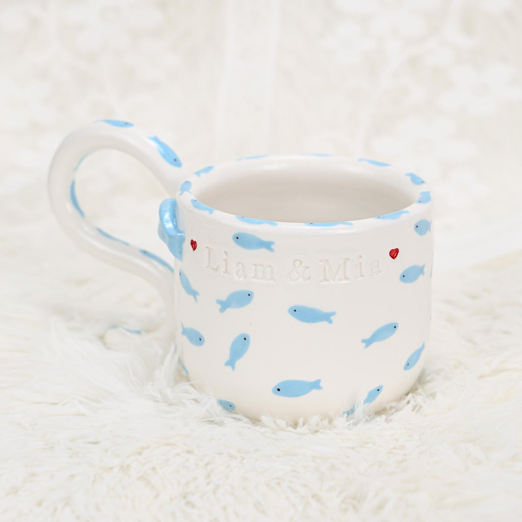 Custom Pet Mug Handmade Persoanlized Ocean Fish Pet Coffee Mug Handpainted Pottery Dog Mug Great Memorial Housewarming Gift for Cat Lover