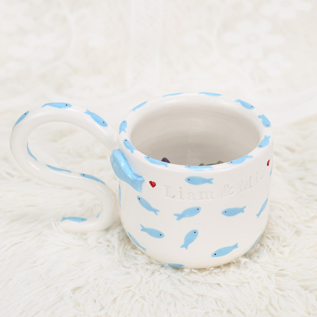 Custom Pet Mug Handmade Persoanlized Ocean Fish Pet Coffee Mug Handpainted Pottery Dog Mug Great Memorial Housewarming Gift for Cat Lover