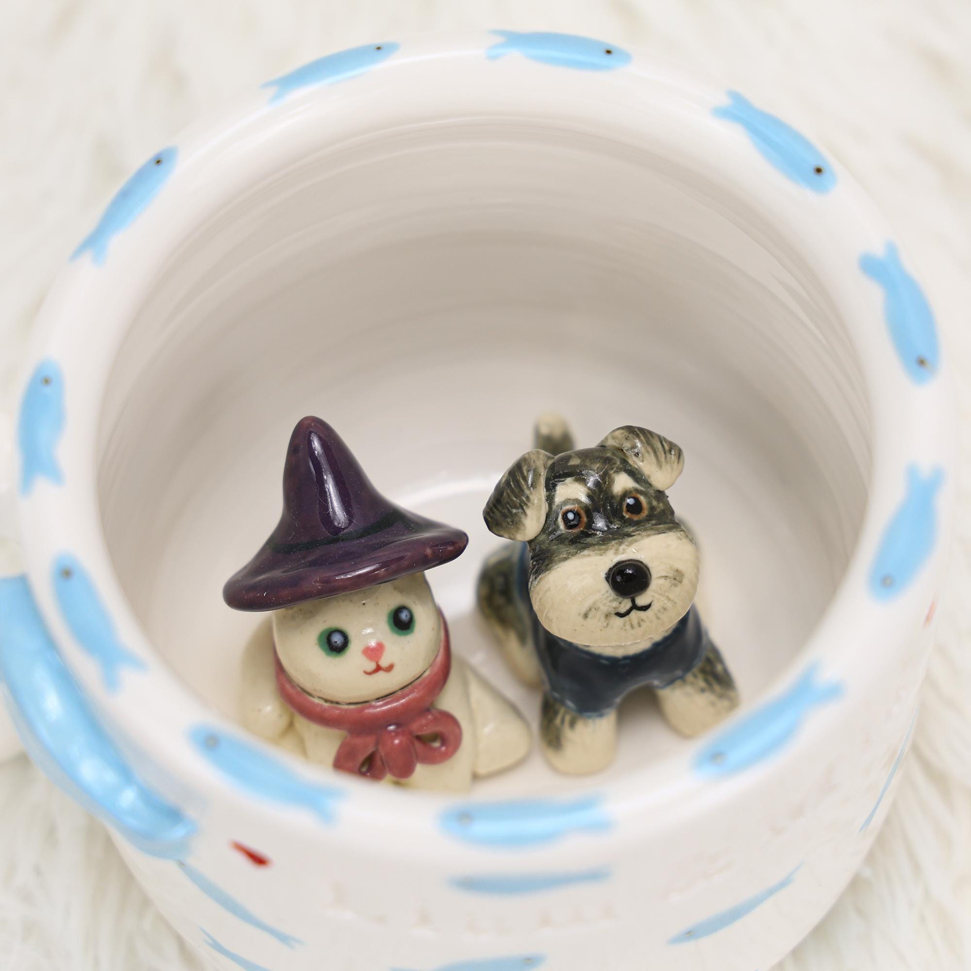 Custom Pet Mug Handmade Persoanlized Ocean Fish Pet Coffee Mug Handpainted Pottery Dog Mug Great Memorial Housewarming Gift for Cat Lover