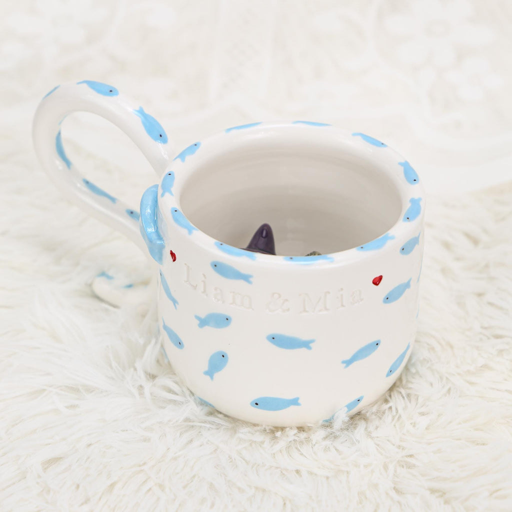 Custom Pet Mug Handmade Persoanlized Ocean Fish Pet Coffee Mug Handpainted Pottery Dog Mug Great Memorial Housewarming Gift for Cat Lover