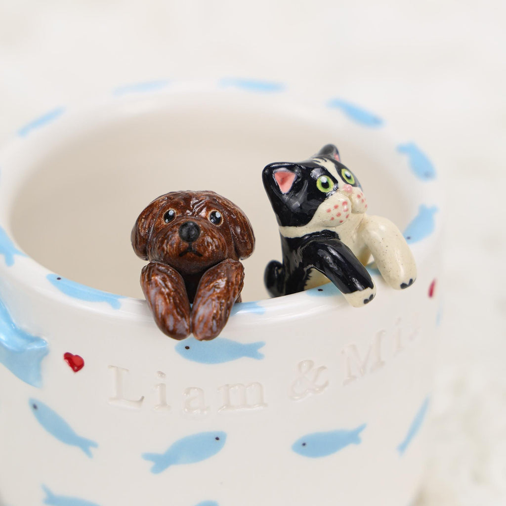 Custom Pet Mug Handmade Persoanlized Ocean Fish Pet Coffee Mug Handpainted Pottery Dog Mug Great Memorial Housewarming Gift for Cat Lover
