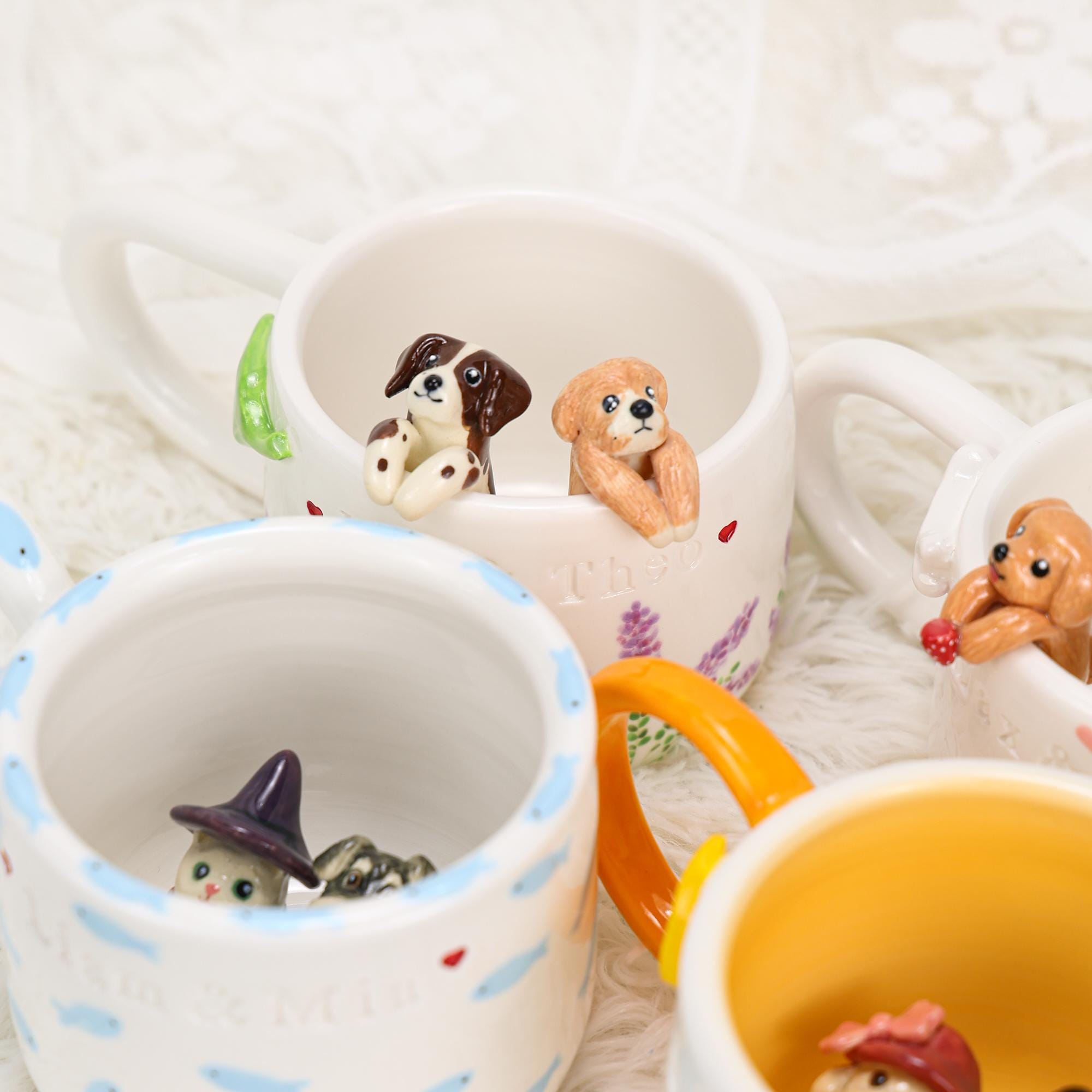 Personalized Pet Coffee Mug Custom Ceramic Peekaboo Cat Mug Pet Lover Gift Housewarming Gift Cute Dog Puppy Cappuccino Mug Hidden Cup