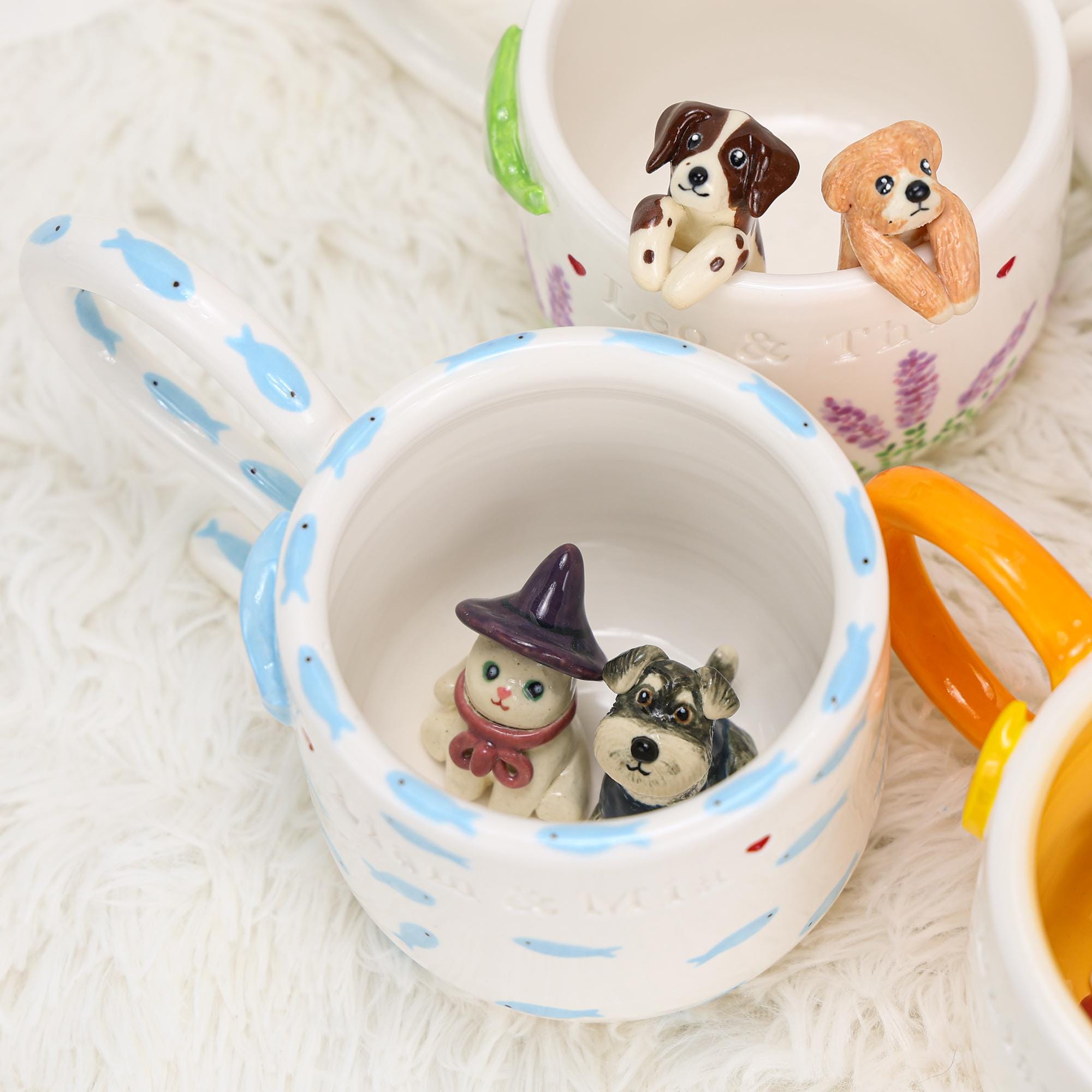 Personalized Pet Coffee Mug Custom Ceramic Peekaboo Cat Mug Pet Lover Gift Housewarming Gift Cute Dog Puppy Cappuccino Mug Hidden Cup