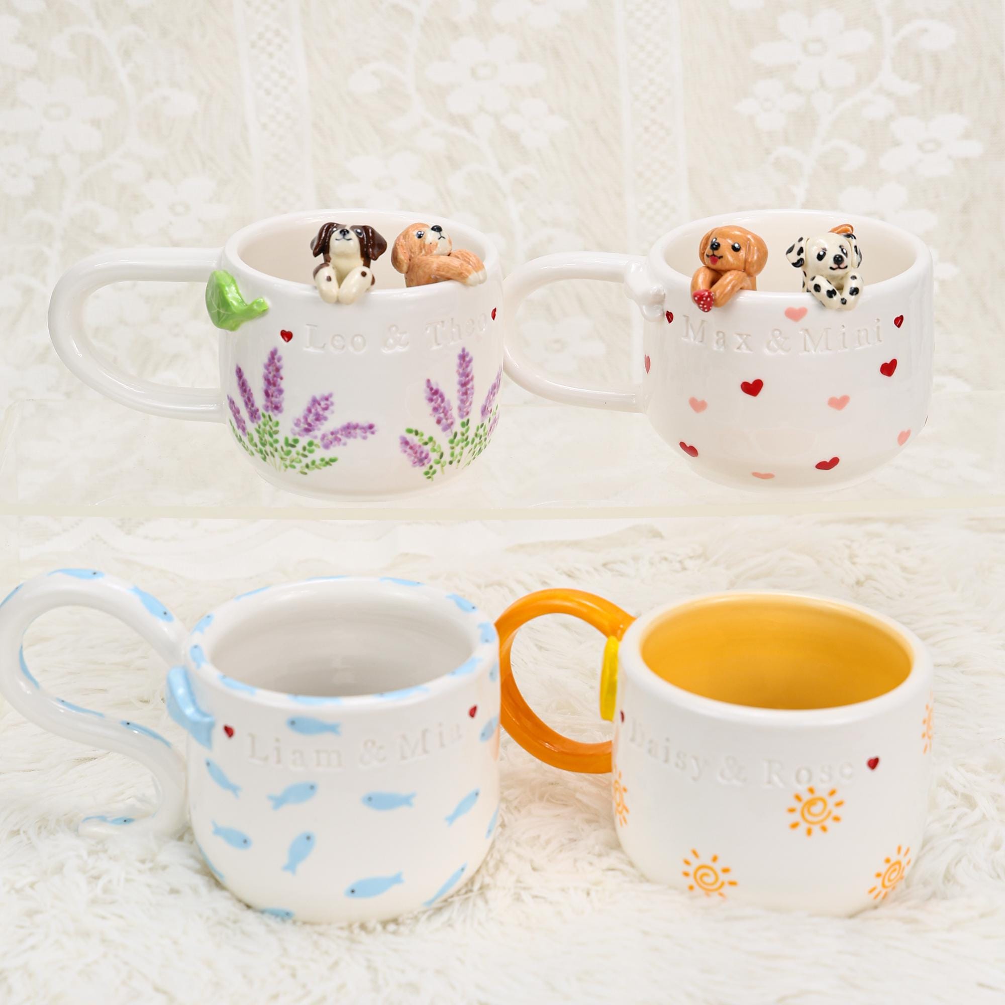 Personalized Pet Coffee Mug Custom Ceramic Peekaboo Cat Mug Pet Lover Gift Housewarming Gift Cute Dog Puppy Cappuccino Mug Hidden Cup