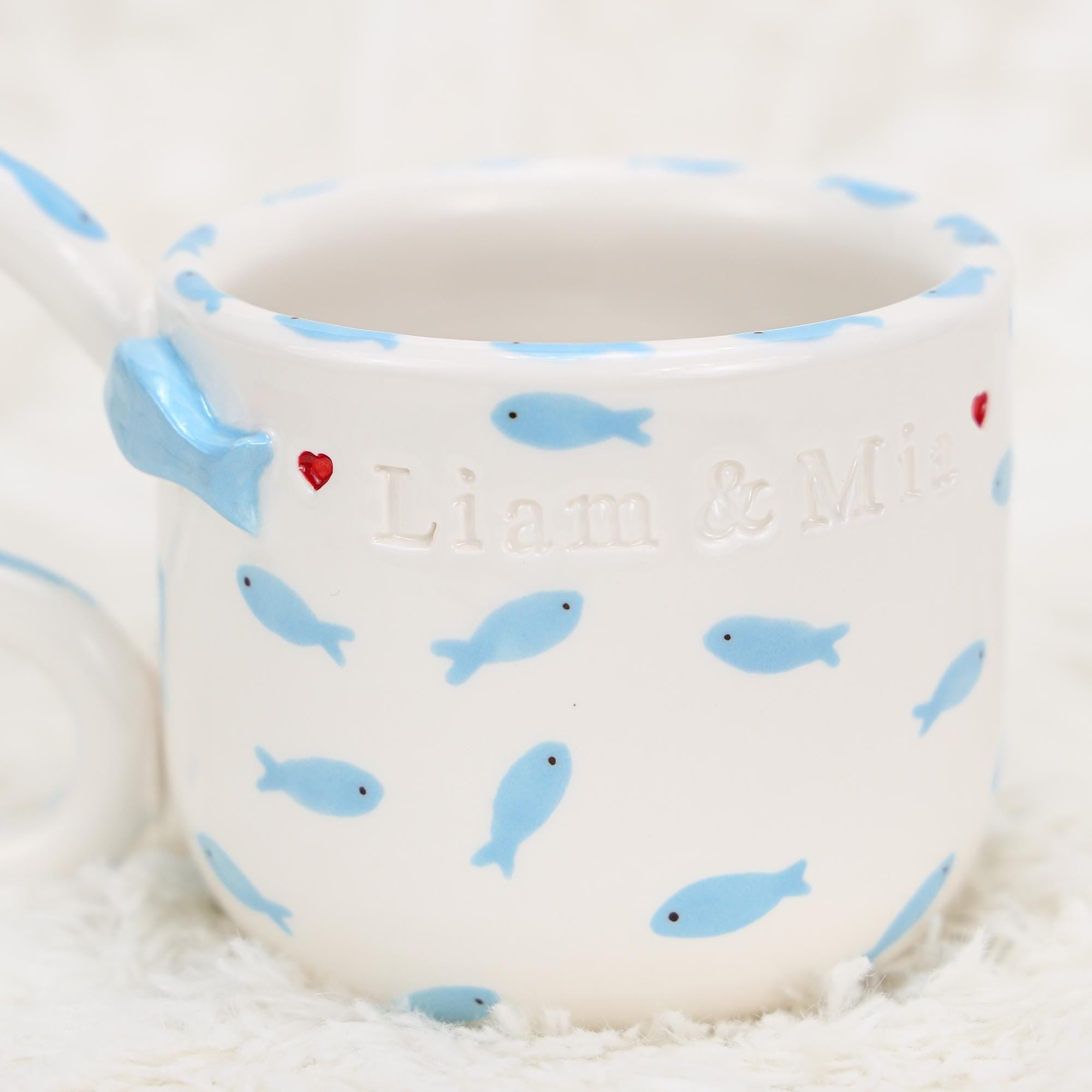 Custom Pet Mug Handmade Persoanlized Ocean Fish Pet Coffee Mug Handpainted Pottery Dog Mug Great Memorial Housewarming Gift for Cat Lover