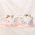 Custom Pet Coffee Mug Lavender Ceramic Peekaboo Cat Heart Mug Birthday Pet Owner Family Gift Cute Dog Puppy Cappuccino Mug Hidden Cup