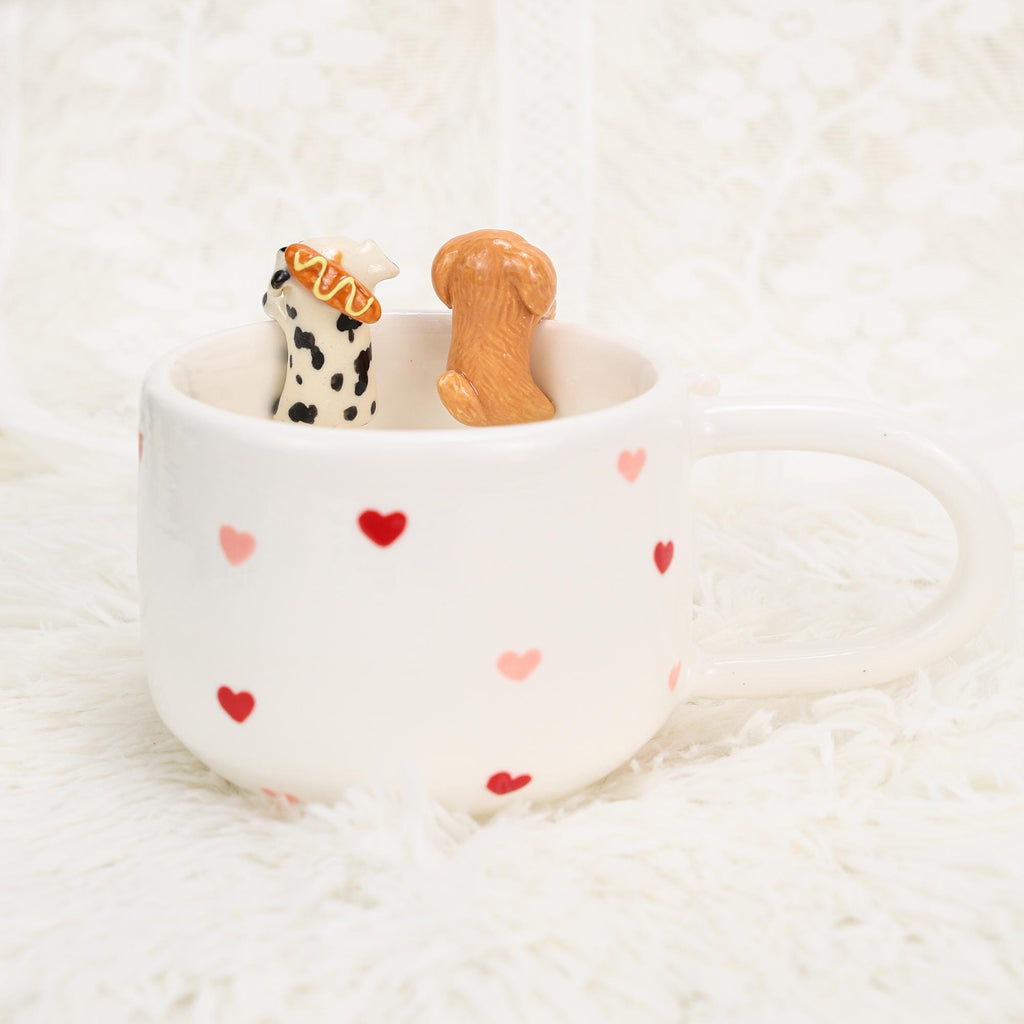 Custom Pet Coffee Mug Lavender Ceramic Peekaboo Cat Heart Mug Birthday Pet Owner Family Gift Cute Dog Puppy Cappuccino Mug Hidden Cup