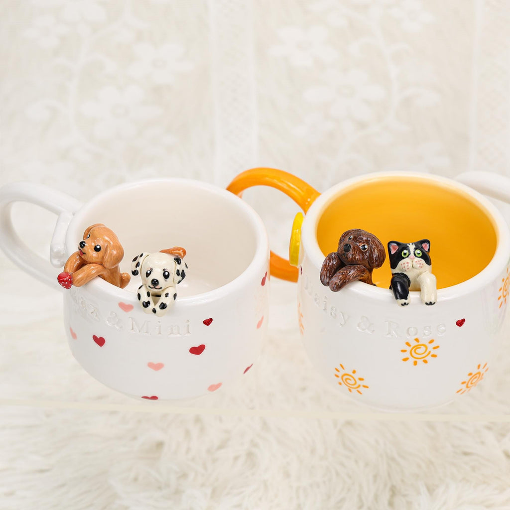 Custom Colorful Pet Mug Handmade Persoanlized Pet Cute Mug Handpainted Pottery Dog Mug Great Memorial Housewarming Gift for Cat Lover Y2K