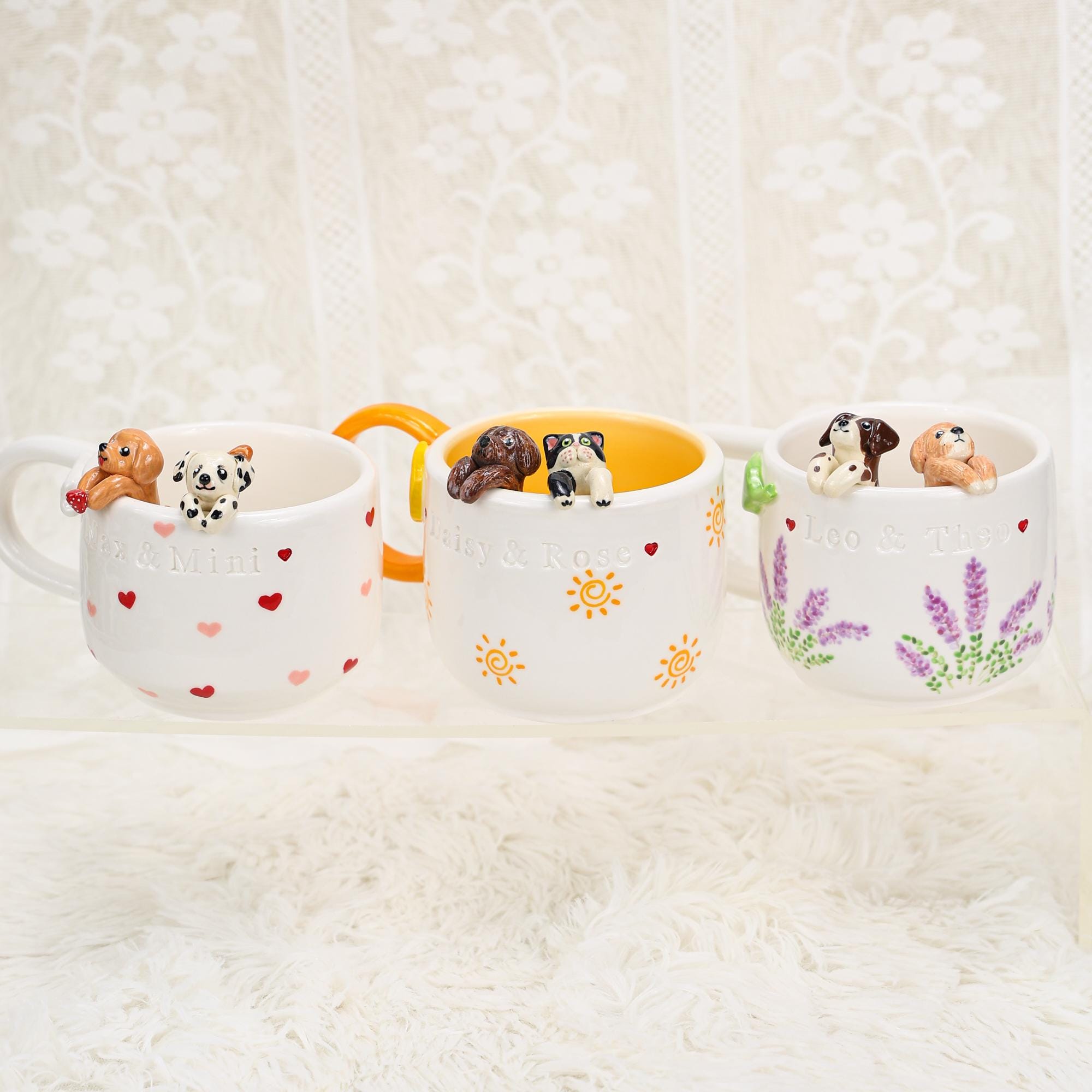 Custom Colorful Pet Mug Handmade Persoanlized Pet Cute Mug Handpainted Pottery Dog Mug Great Memorial Housewarming Gift for Cat Lover Y2K