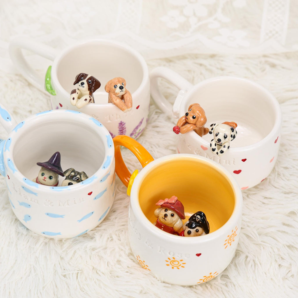 Personalized Pet Coffee Mug Custom Ceramic Peekaboo Cat Mug Pet Lover Gift Housewarming Gift Cute Dog Puppy Cappuccino Mug Hidden Cup
