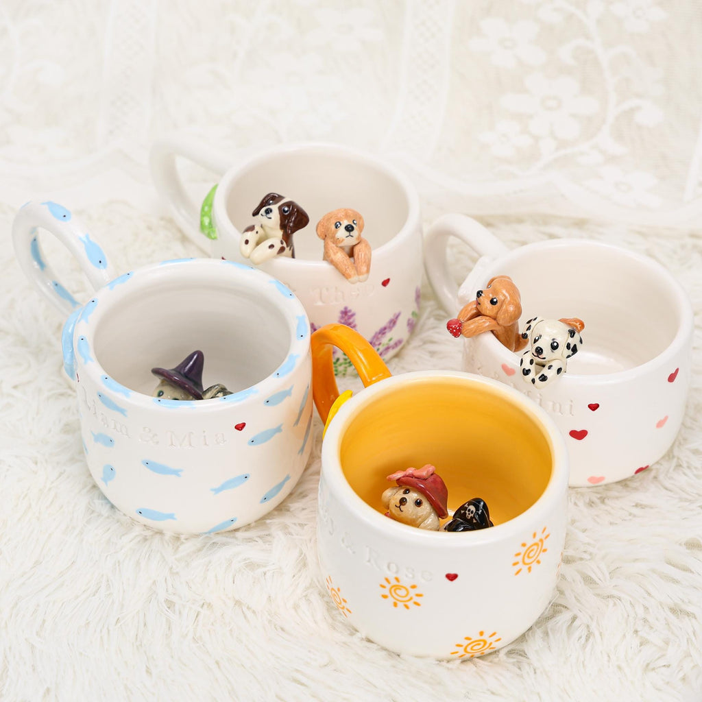 Personalized Pet Coffee Mug Custom Ceramic Peekaboo Cat Mug Pet Lover Gift Housewarming Gift Cute Dog Puppy Cappuccino Mug Hidden Cup