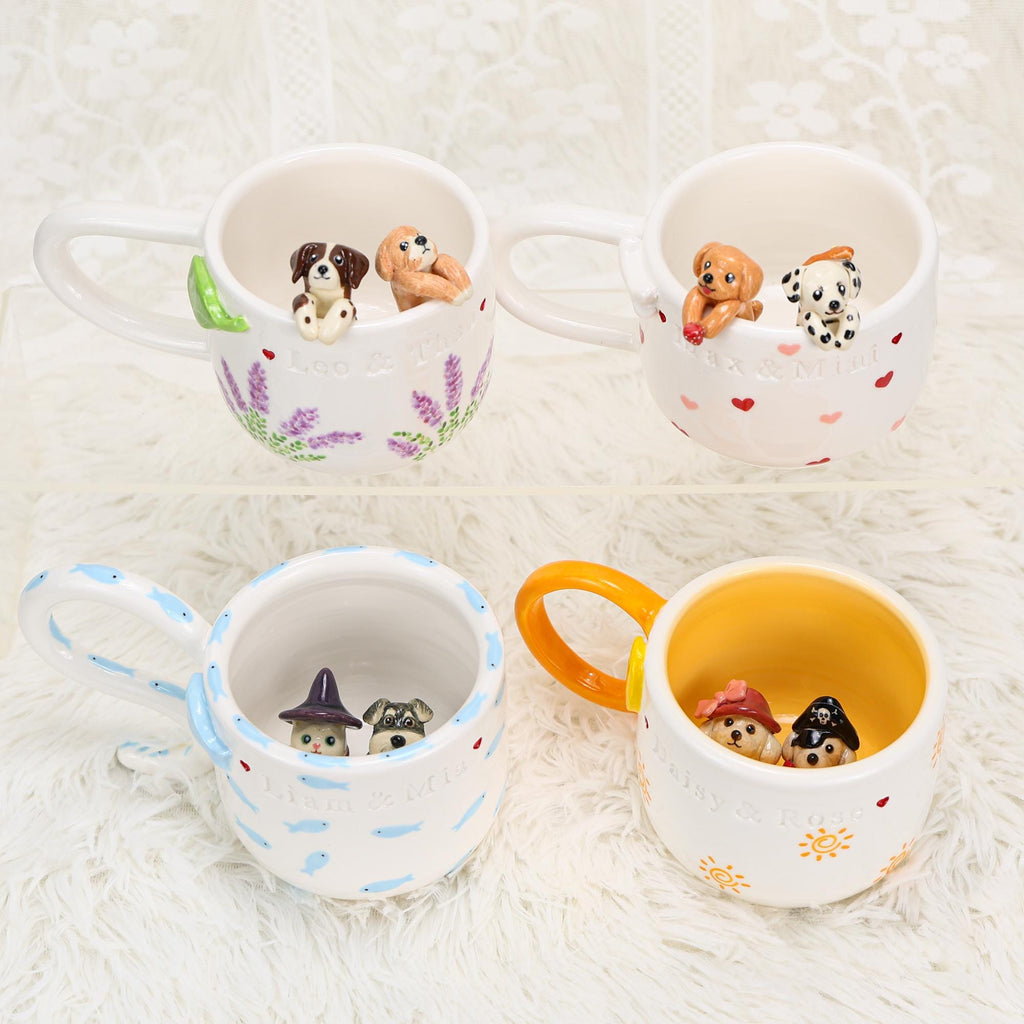 Personalized Pet Coffee Mug Custom Ceramic Peekaboo Cat Mug Pet Lover Gift Housewarming Gift Cute Dog Puppy Cappuccino Mug Hidden Cup