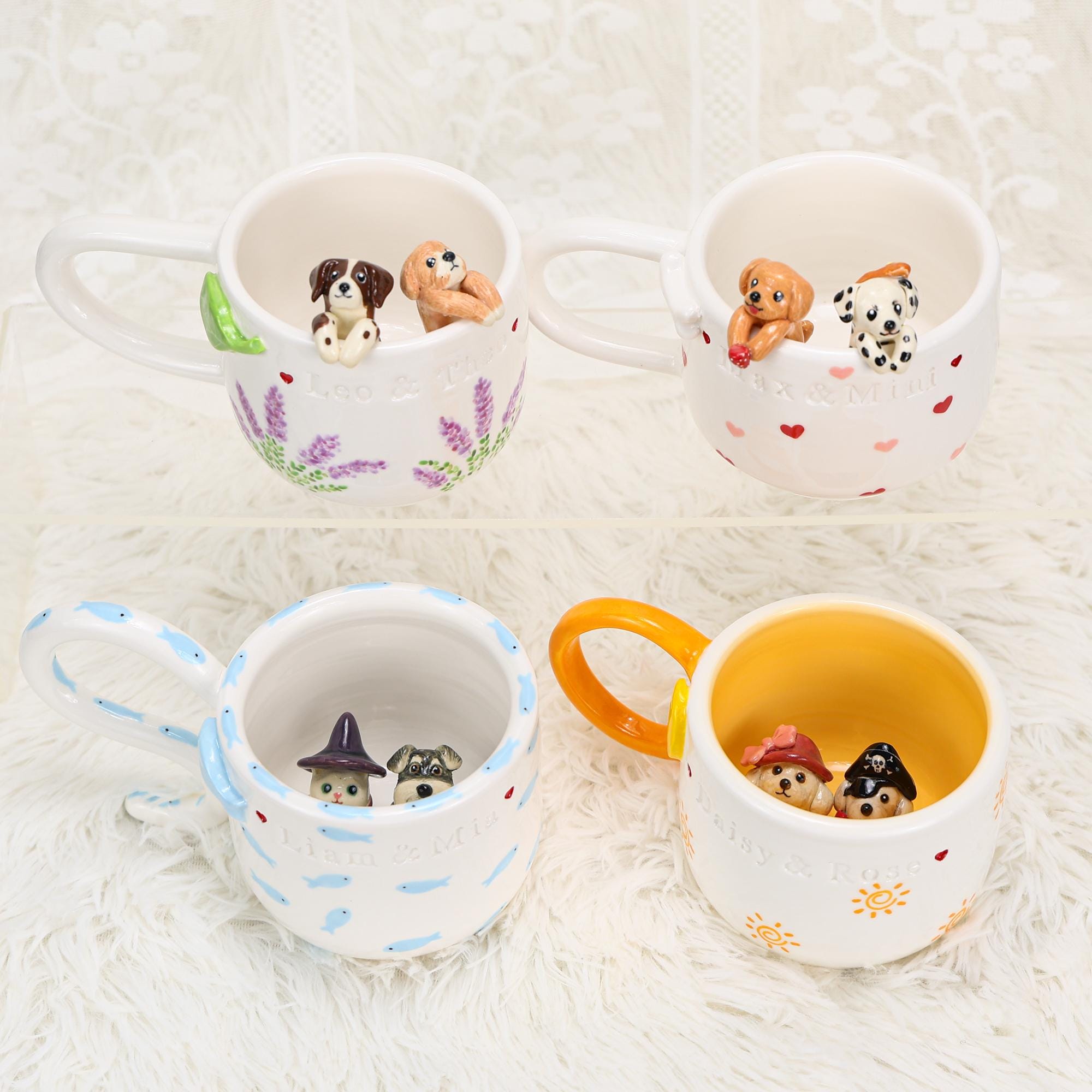 Personalized Pet Coffee Mug Custom Ceramic Peekaboo Cat Mug Pet Lover Gift Housewarming Gift Cute Dog Puppy Cappuccino Mug Hidden Cup