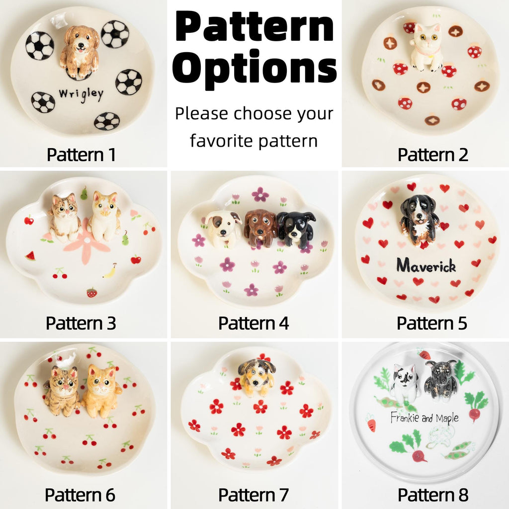 22 Patterns Custom Pet Ceramic Ring Dish Personalized Cat Figurine Ceramic Jewelry Holder Dog Lover Handmade Pet Lover Gift Trinket Dish